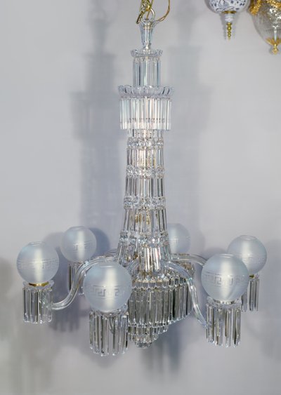 Victorian chandelier with crystal pendants by English School